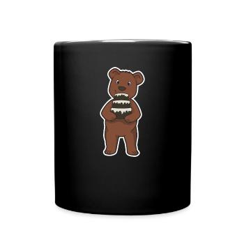Bär Kuchen backen Geschenk comic Torte Bäckerei - Tasse einfarbig - Schwarz - Vorne