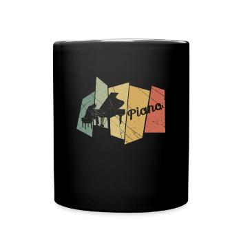 Klavier retro - Tasse einfarbig - Schwarz - Vorne
