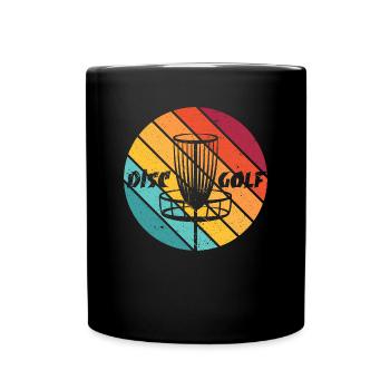 Disc Golf Retro Frolf Korb Scheibengolf Geschenk - Tasse einfarbig - Schwarz - Vorne