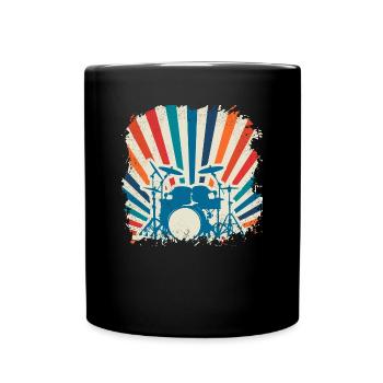 Bande rétro de cadeau d'instrument de batteur - Mug uni - noir - Devant