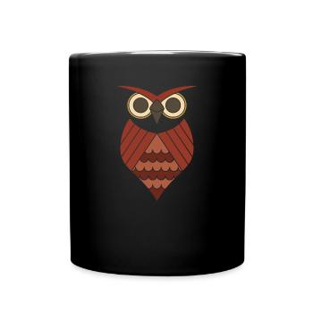 Eule Vogel Geschenk Wald Tier Nacht Eulen Kauz Uhu - Tasse einfarbig - Schwarz - Vorne