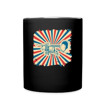 Trumpet Gift Orchestra Instrument Music Band - Full Colour Mug - black - Front