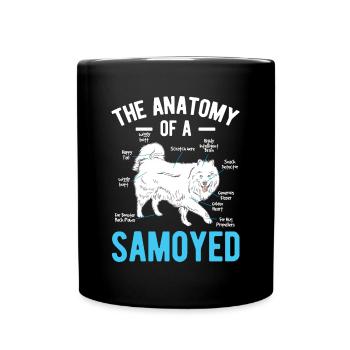 Anatomy Samoyed Siberia Pet Dog Animal Lover Gift - Full Colour Mug - black - Front