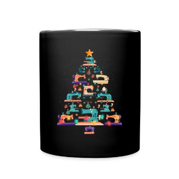 Machine à coudre de Noël Amant de quilter d'arbre de Noël - Mug uni - noir - Devant