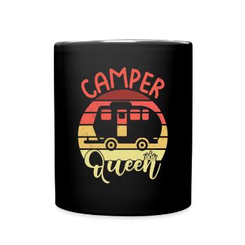 Camper Queen Camping Mom RV Cool Mütter Tag Retro - Tasse einfarbig - Schwarz - Vorne
