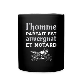 L'Homme Parfait Est Auvergnat Motard - Mug uni - noir - Devant