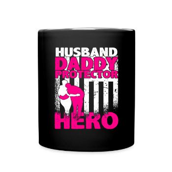 Ehemann Daddy Protector Hero US Flagge Veteran - Tasse einfarbig - Schwarz - Vorne