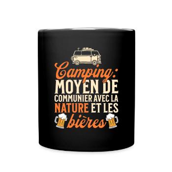 Humour Camping Nature Et Bières Vacances D'Été - Mug uni - noir - Devant