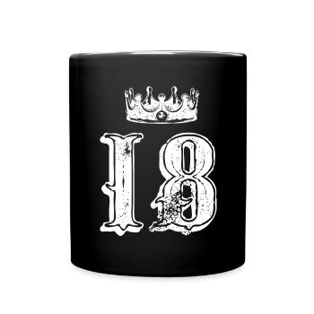 18 Zahl Krone - Tasse einfarbig - Schwarz - Vorne