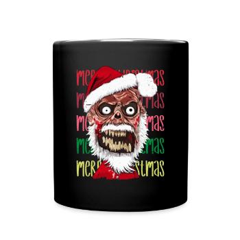 Horror Zombie Santa Claus zu Weihnachten - Tasse einfarbig - Schwarz - Vorne