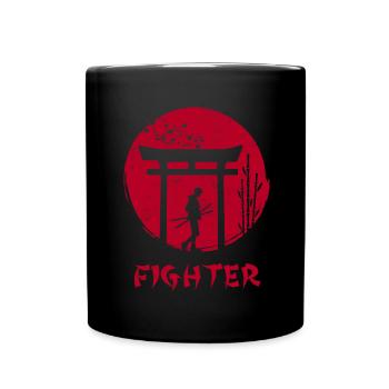 Anime Samurai Japan Fighter Design Shirt - Full Colour Mug - black - Front