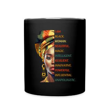 Femme Africaine Turban Femme Noire Femme Forte - Mug uni - noir - Devant