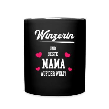 Winzerin Beste Mama Muttertag Geburtstag Winzerei - Tasse einfarbig - Schwarz - Vorne