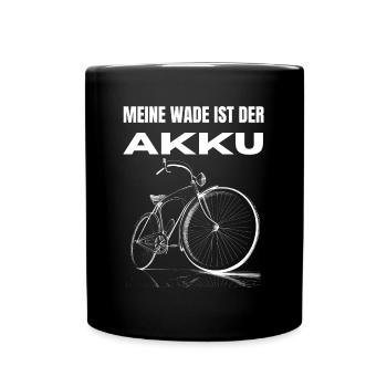 Meine Wade ist der Akku Fahrradfahrer - Tasse einfarbig - Schwarz - Vorne