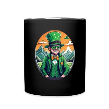 St. Patrick's Day Kleeblatt Kobold - Tasse einfarbig - Schwarz - Vorne
