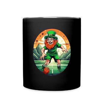 St. Patrick's Day Kleeblatt Basketball - Tasse einfarbig - Schwarz - Vorne