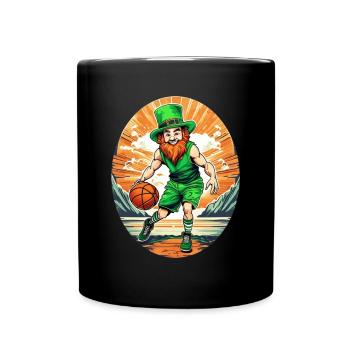 St. Patrick's Day Kleeblatt Basketball - Tasse einfarbig - Schwarz - Vorne