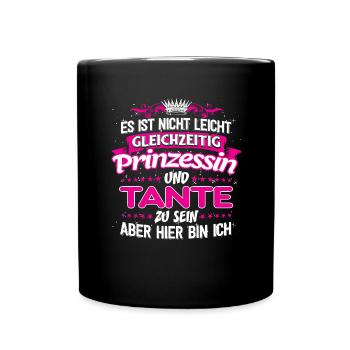 TANTE - gleichzeitig Prinzessin - Tasse einfarbig - Schwarz - Vorne