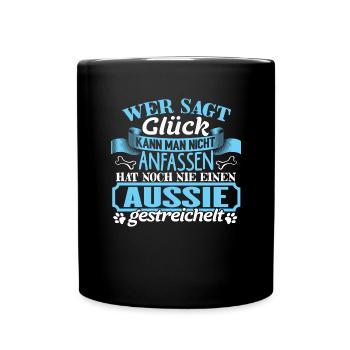AUSSIE - Glück zum anfassen - Tasse einfarbig - Schwarz - Vorne