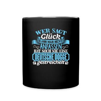 DEUTSCHE-DOGGE - Glück zum anfassen - Tasse einfarbig - Schwarz - Vorne