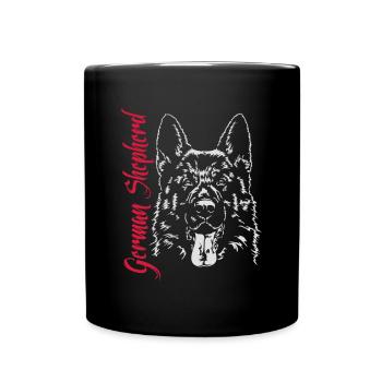 GERMAN SHEPHERD dog Hund Hunde Wilsigns - Tasse einfarbig - Schwarz - Vorne
