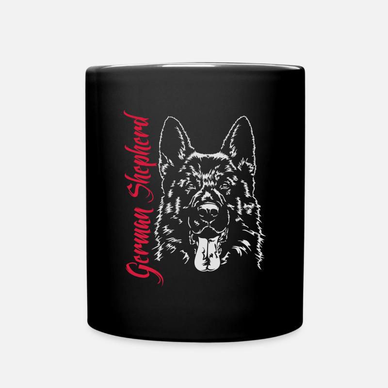 GERMAN SHEPHERD dog Hund Hunde Wilsigns - Tasse einfarbig - Schwarz