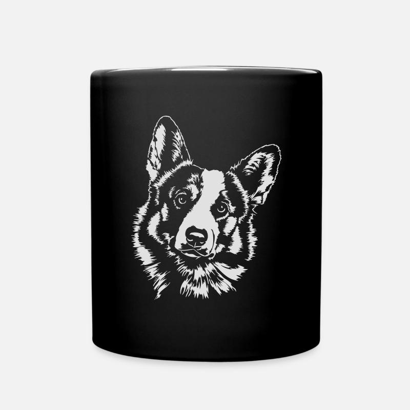 WELSH CORGI Hundeportrait Wilsigns - Tasse einfarbig - Schwarz