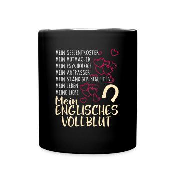 ENGLISCHES-VOLLBLUT- mein - Tasse einfarbig - Schwarz - Vorne