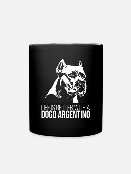 DOGO ARGENTINO Life is better Hundespruch Wilsigns - Tasse einfarbig - Schwarz