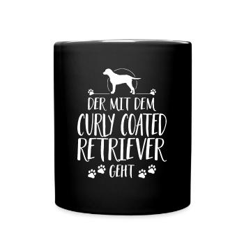 DER MIT CURLY COATED RETRIEVER GEHT Hunde Wilsigns - Tasse einfarbig - Schwarz - Vorne