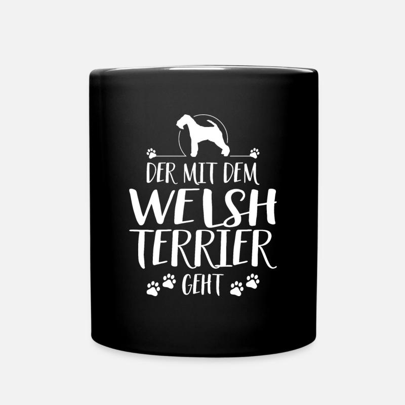 DER MIT WELSH TERRIER GEHT Hundespruch Wilsigns - Tasse einfarbig - Schwarz