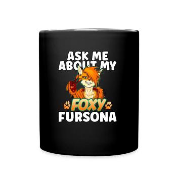Fuchs-Furry Ask me about my fersona lustiges furry - Full Colour Mug - black - Front