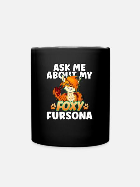 Fuchs-Furry Posez-moi des questions sur mon fersona lustiges furry - Mug uni - noir