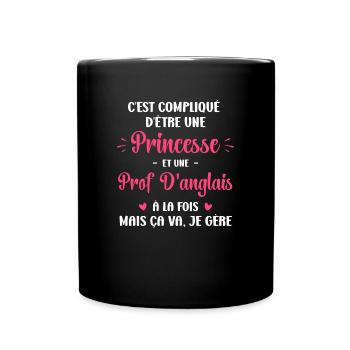 C est compliqué princesse et prof d anglais - Mug uni - noir - Devant