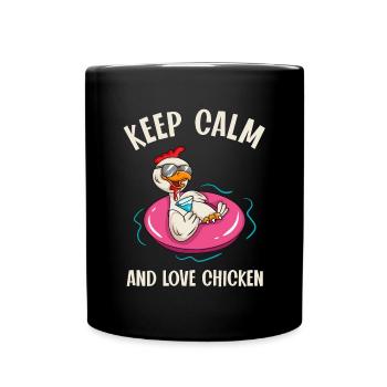 Keep Calm Love Chicken Chicken Saying Chicken Breeder - Full Colour Mug - black - Front