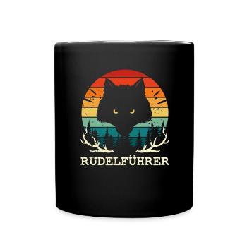 Rudelführer - JGA Junggesellenabschied Wolf Team - Tasse einfarbig - Schwarz - Vorne