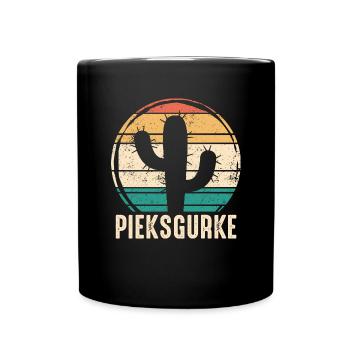 Pieksgurke - Kaktus Sukkulente Kaktee Gurke Humor - Tasse einfarbig - Schwarz - Vorne
