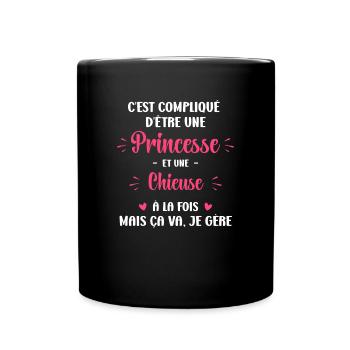 C est compliqué princesse et Chieuse - Mug uni - noir - Devant