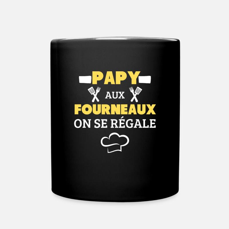 Papy aux Fourneaux Cadeau Homme Cuisine - Mug uni - noir