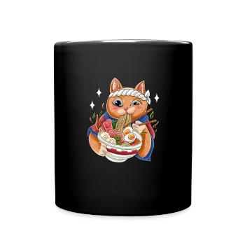 Cat Eating Ramen Soup Japanese Soup Noodles Japan - Tasse einfarbig - Schwarz - Vorne