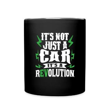 E-car Electric Funny Car Saying rEVolution EV - Tasse einfarbig - Schwarz - Vorne