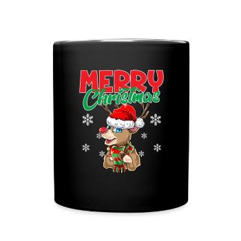 Merry Christmas Frohe Weihnachten Xmas Süßes Renti - Tasse einfarbig - Schwarz - Vorne