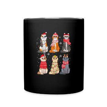 Katzen Weihnachtsbaum Weihnachten Spruch Meowy Cat - Tasse einfarbig - Schwarz - Vorne