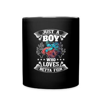 Just A Boy Who Loves Betta Fish Siamesischer Kampf - Tasse einfarbig - Schwarz - Vorne