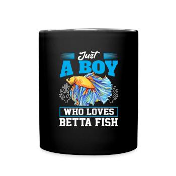 Just A Boy Who Loves Betta Fish Siamesischer Kampf - Tasse einfarbig - Schwarz - Vorne