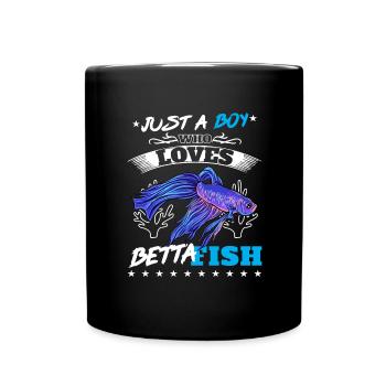 Just A Boy Who Loves Betta Fish Siamesischer Kampf - Tasse einfarbig - Schwarz - Vorne