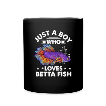 Just A Boy Who Loves Betta Fish Siamesischer Kampf - Tasse einfarbig - Schwarz - Vorne