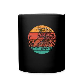 Vintage Siamesischer Kampffisch Retro Betta Splend - Tasse einfarbig - Schwarz - Vorne
