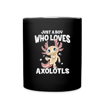Just A Girl Who Loves Axolotls Jungen Süßes Axolot - Tasse einfarbig - Schwarz - Vorne