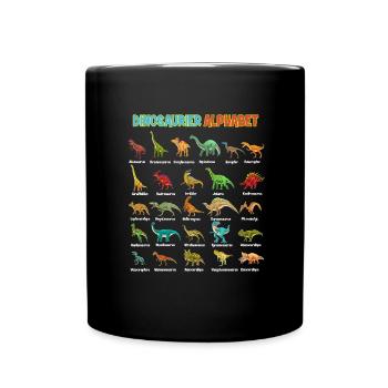 Dinosaurier-Arten Alphabet A-Z Dino ABC T-Rex Dino - Tasse einfarbig - Schwarz - Vorne